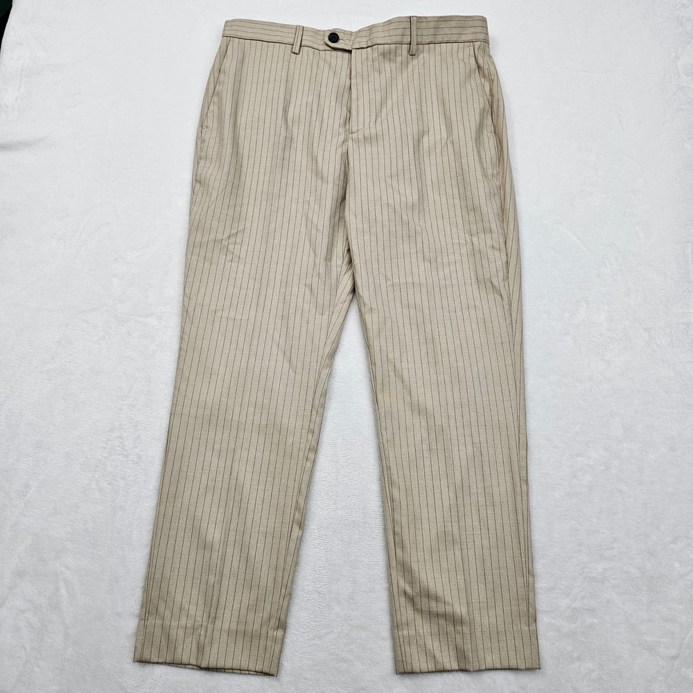 Banana Republic Suit Mens 38S 34x28 Beige Pinstripe Tailored Fit 2pc Wedding NEW - Picture 5 of 16